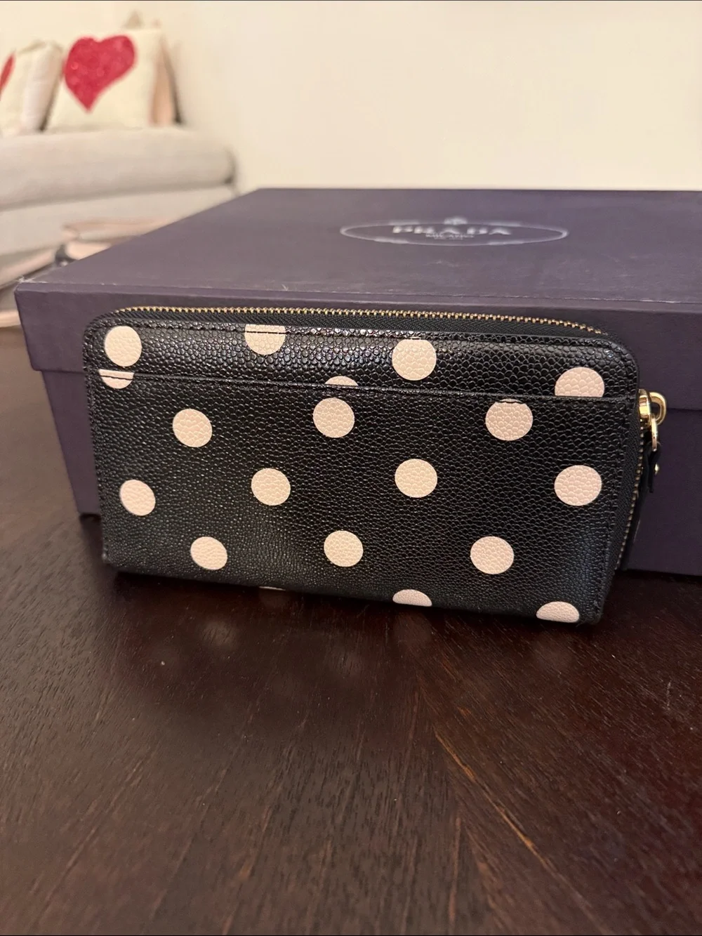 kate spade Black Wallet with CreamPolka Dots